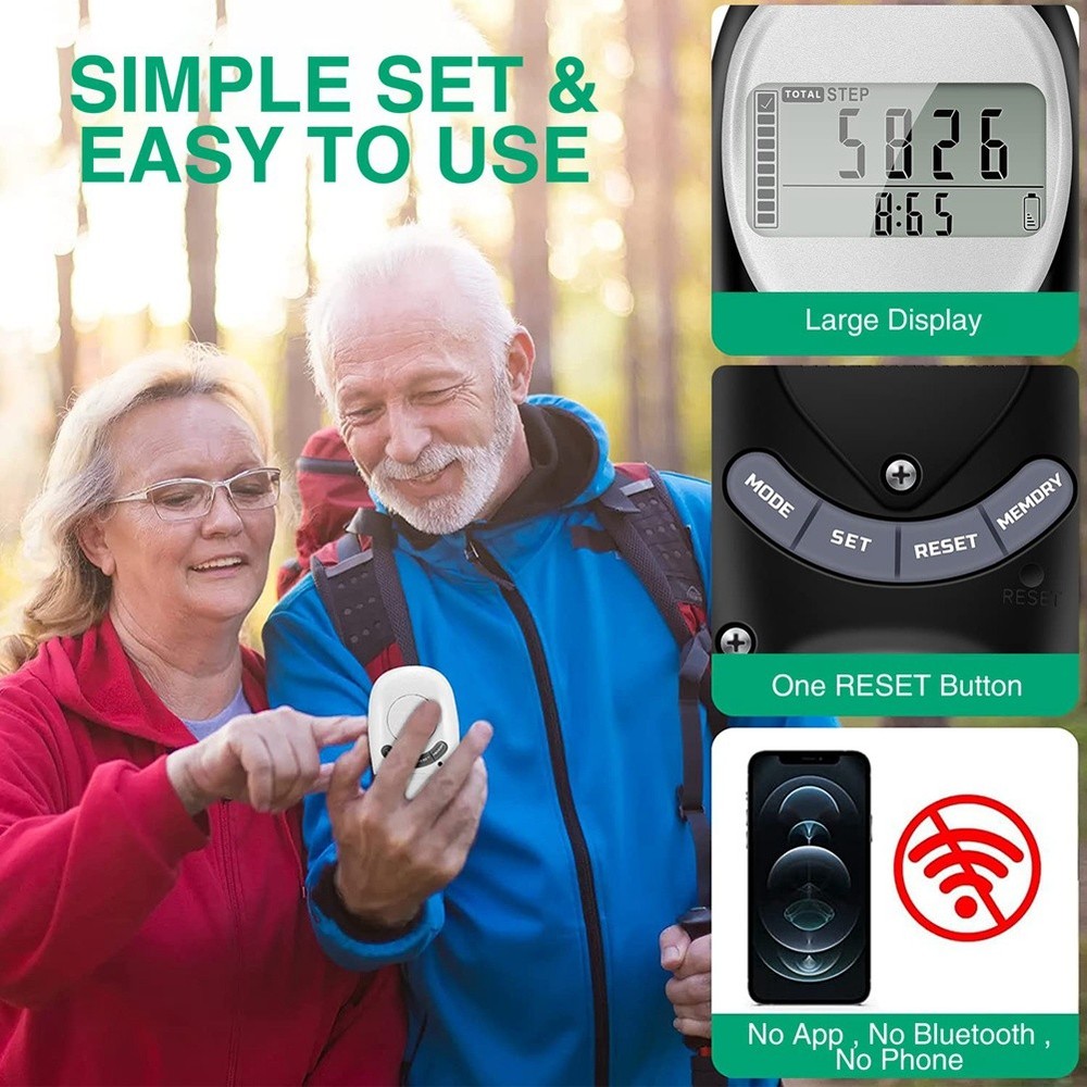 Pedometer for Walking, Portable Walking Pedometer 3D Step Counter, Simple5846