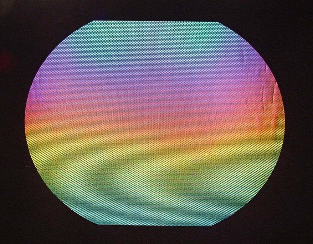 1x2" System 96 Thin Clear Dot 1 Pattern on Rainbow 2 Dichroic 96 COE Glass