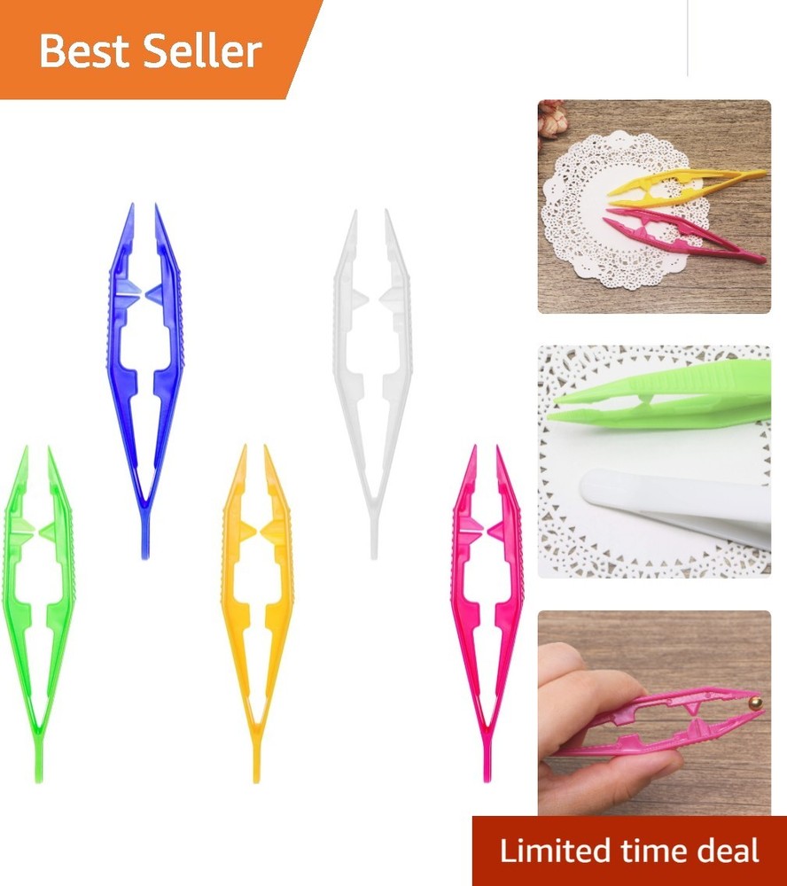 Multifunctional Plastic Bead Tweezers in 5 Assorted Colors for Creative Projects