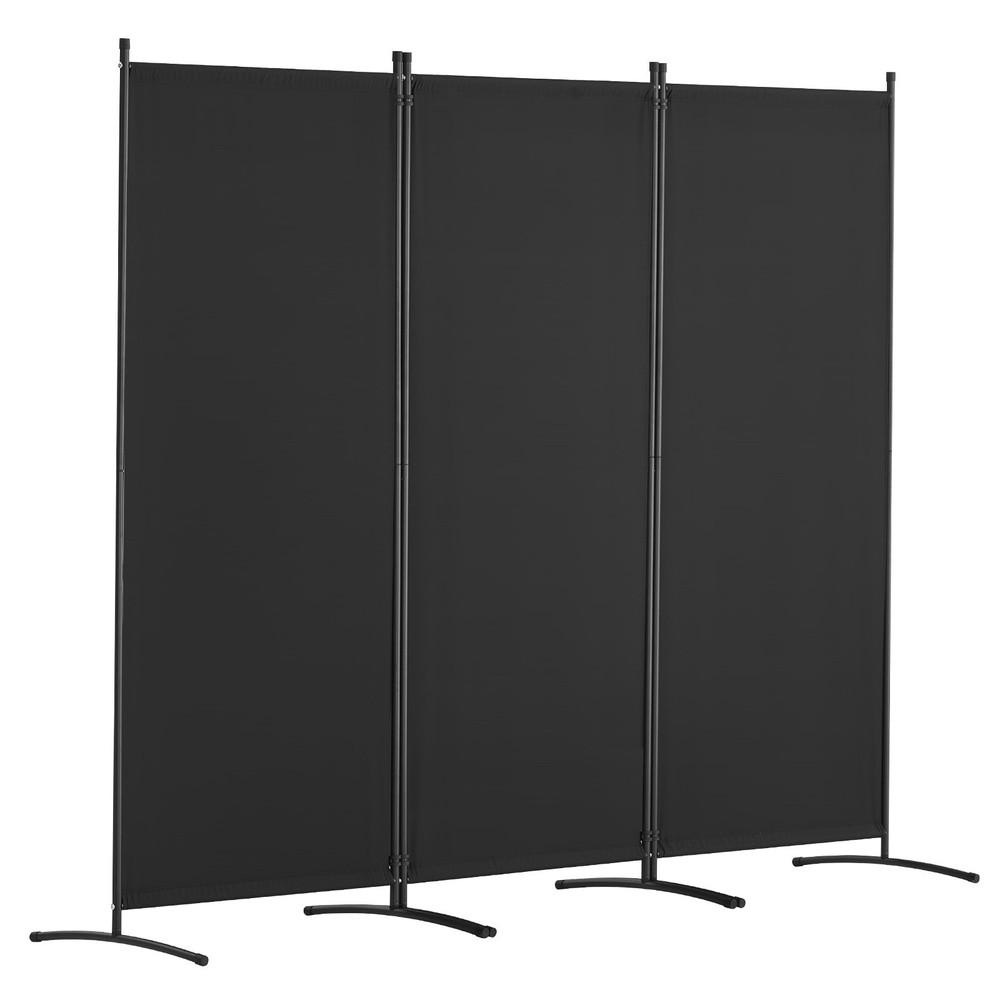 Room Divider 3-Panel Folding Privacy Screen Fabric Partition Office Black