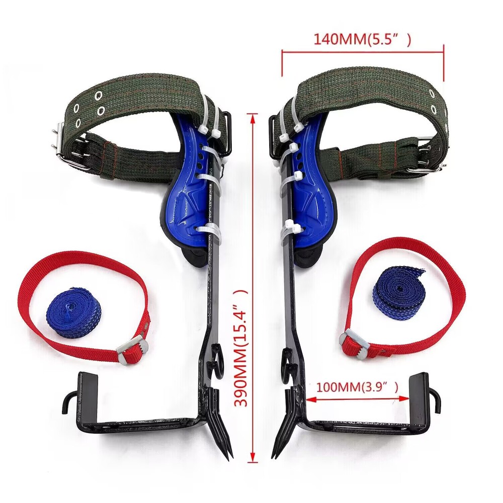 W/Safety Belt Tree/Pole Climbing Spike Set Strap Rope Stainless Adjustable