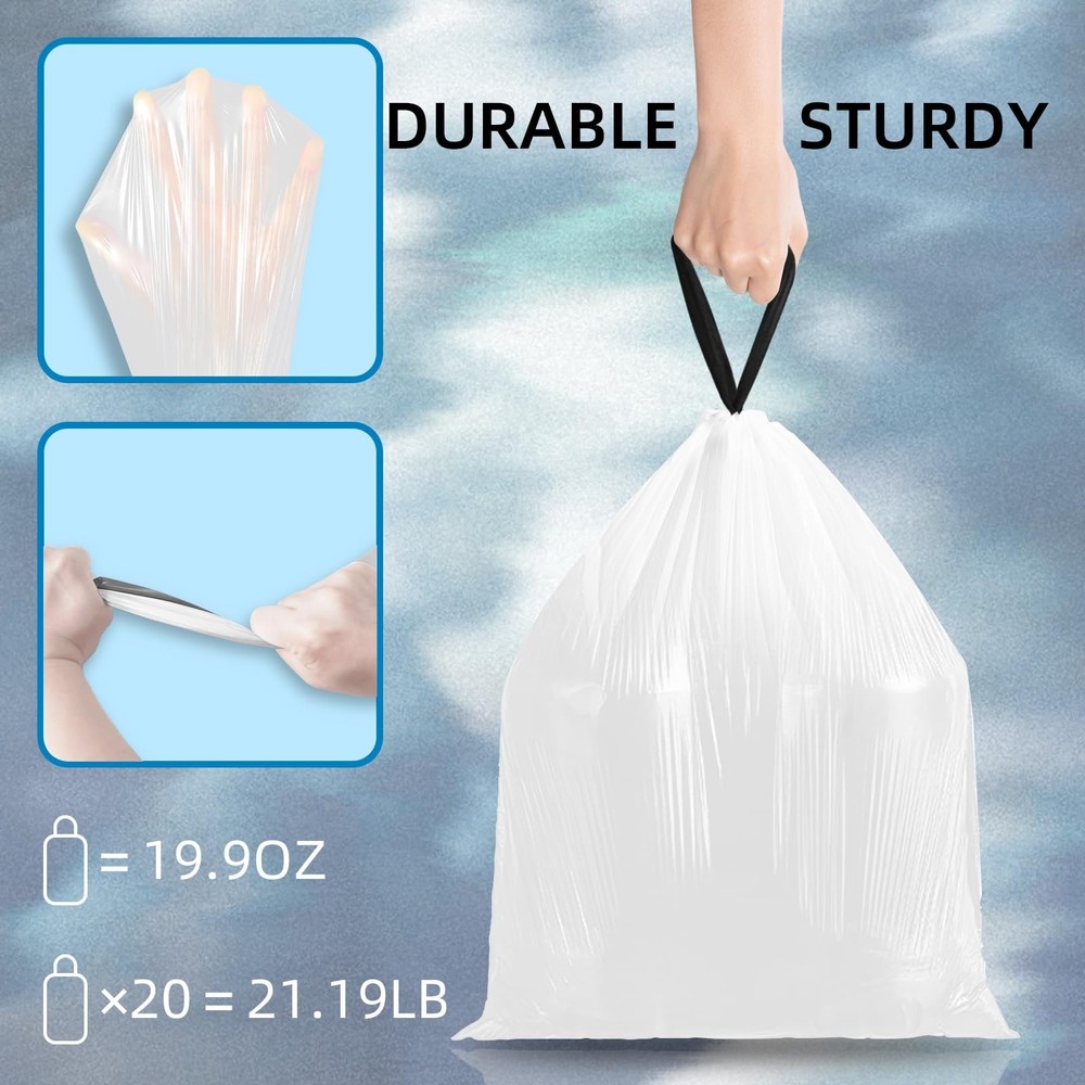 120 Counts 1.6 Gallon Mini Drawstring Trash Bags, Small Garbage Bags by , Cod...