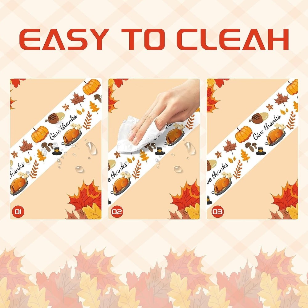 Thanksgiving Tablecloth, 3 Pack Disposable Plastic Tablecloth 54" x 108"