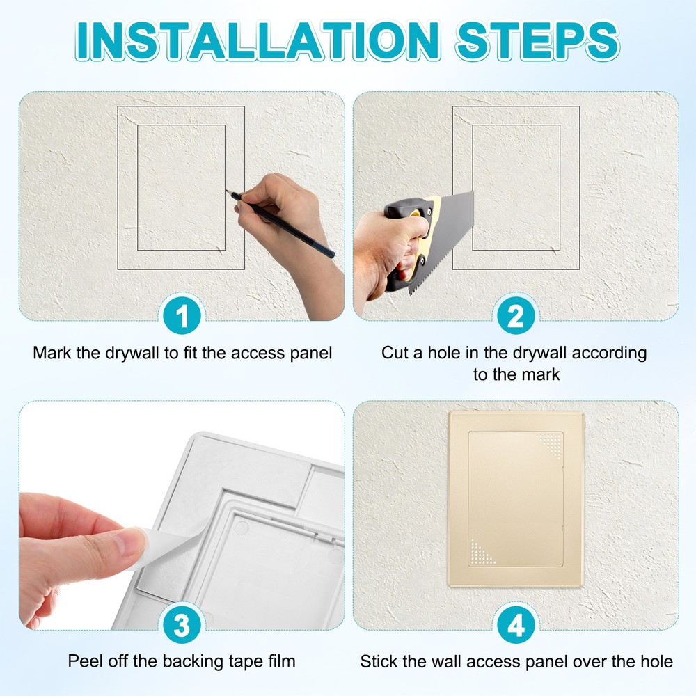 2-Pack Access Panel for Drywall, 7x5" Plastic [Gold Tone, Vented Rectangle]