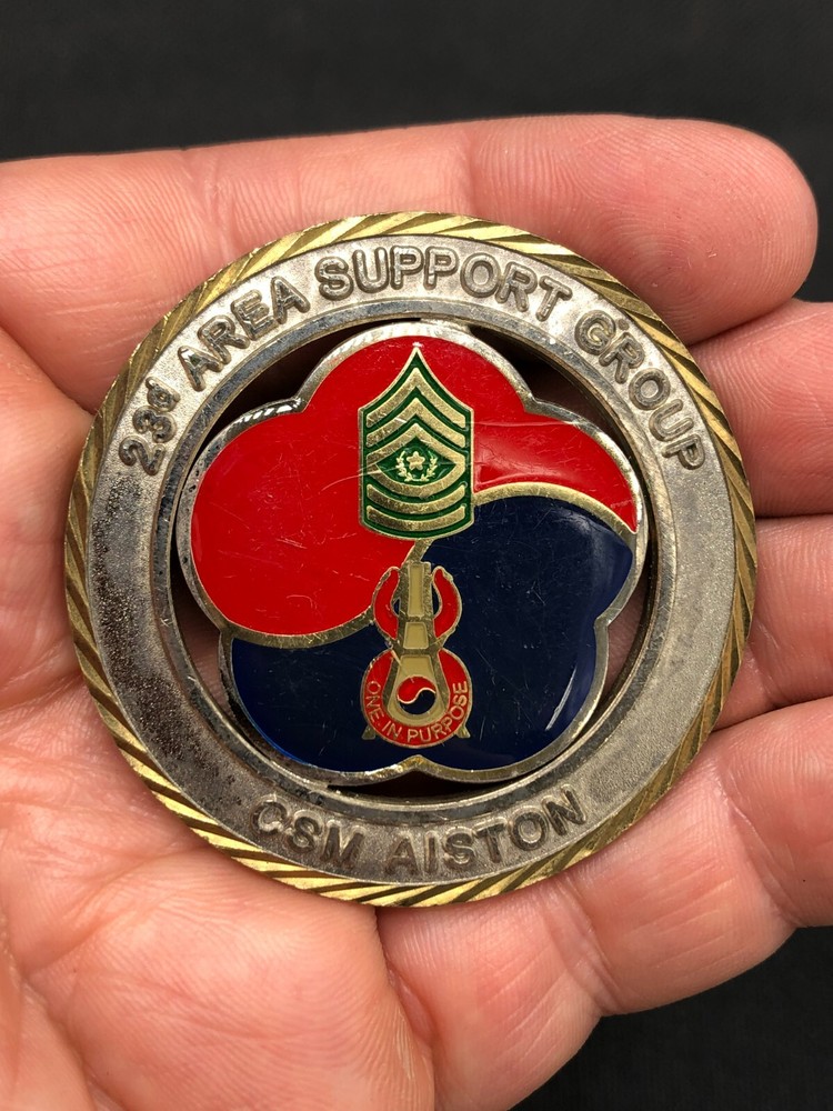 23d Area Support Group CSM Aiston South Korea Challenge Coin Challenge Token