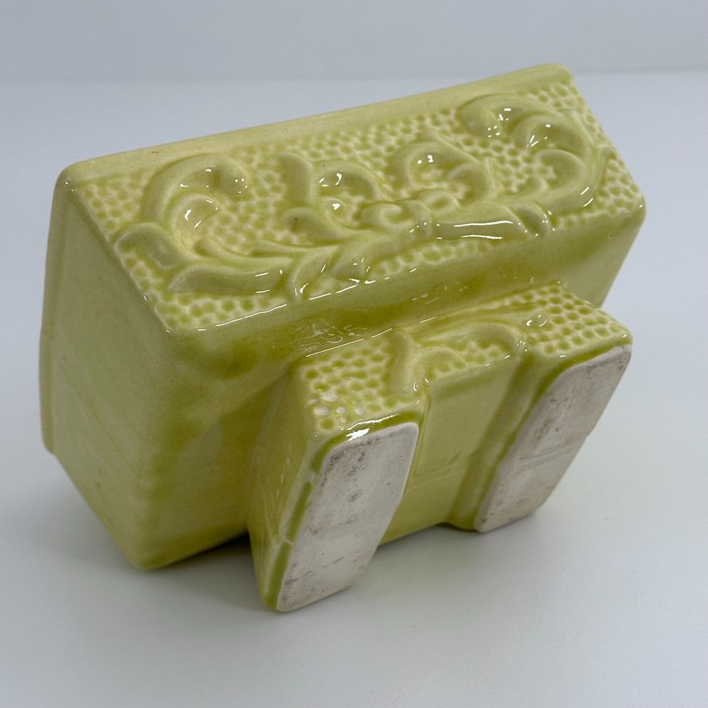 American Bisque Yellow Planter Scroll Bows Ceramic Vintage Pottery