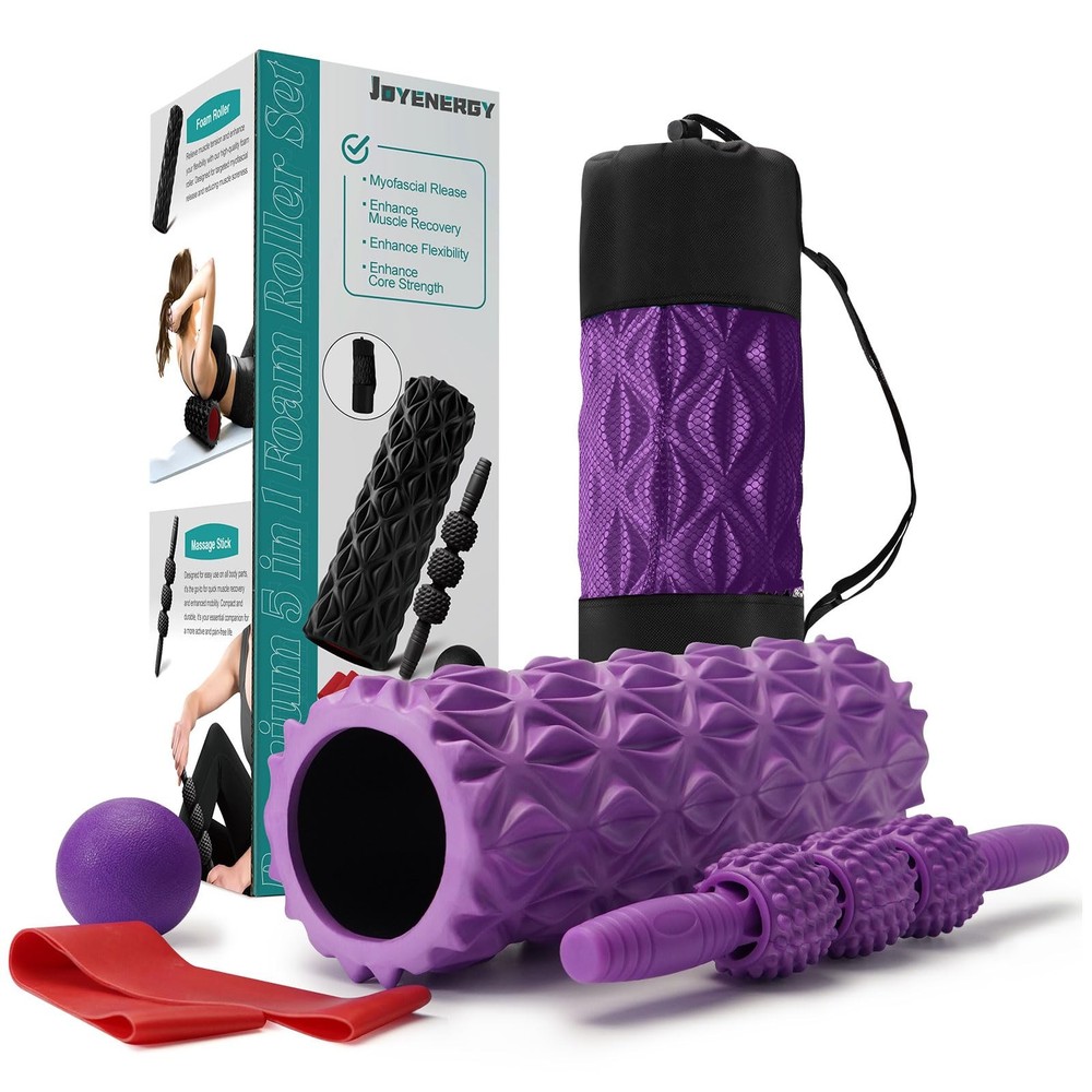 5 in 1 Foam Roller Set Trigger Point Foam Roller, Massage Roller Stick, Massa...