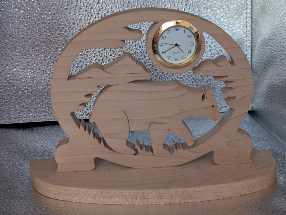 Handmade Scrollsawn Wood Bear Clock