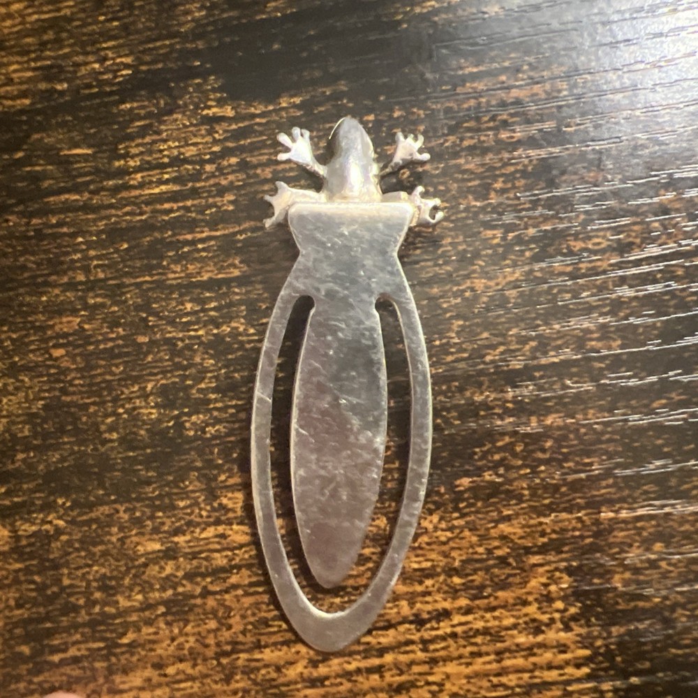 Beautiful 925 Solid Sterling Silver frog toad cute Bookmark 7cm 10.40g
