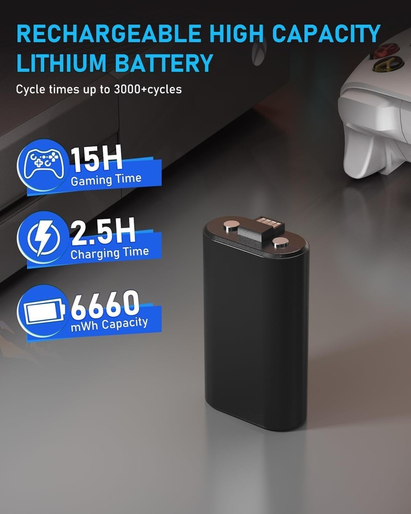 Ultimate Xbox Controller Battery Solution - 2×6660mWh, Certified Safety Features