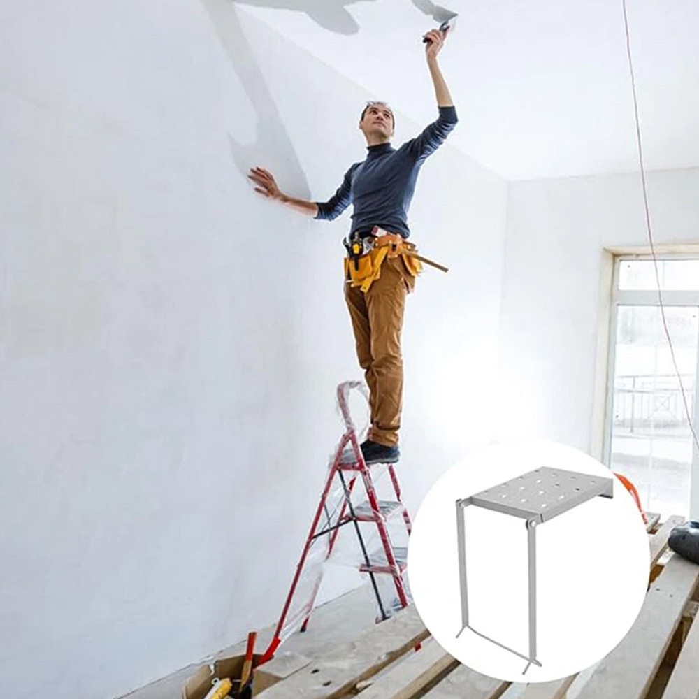 Iron Ladder Work Platform with Non-Slip Surface Fits Most Small Ladders