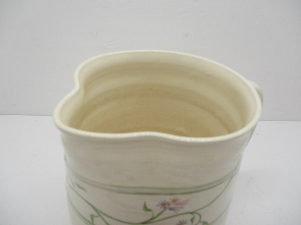 Handspun Art Pottery Pitcher Floral Handpainted