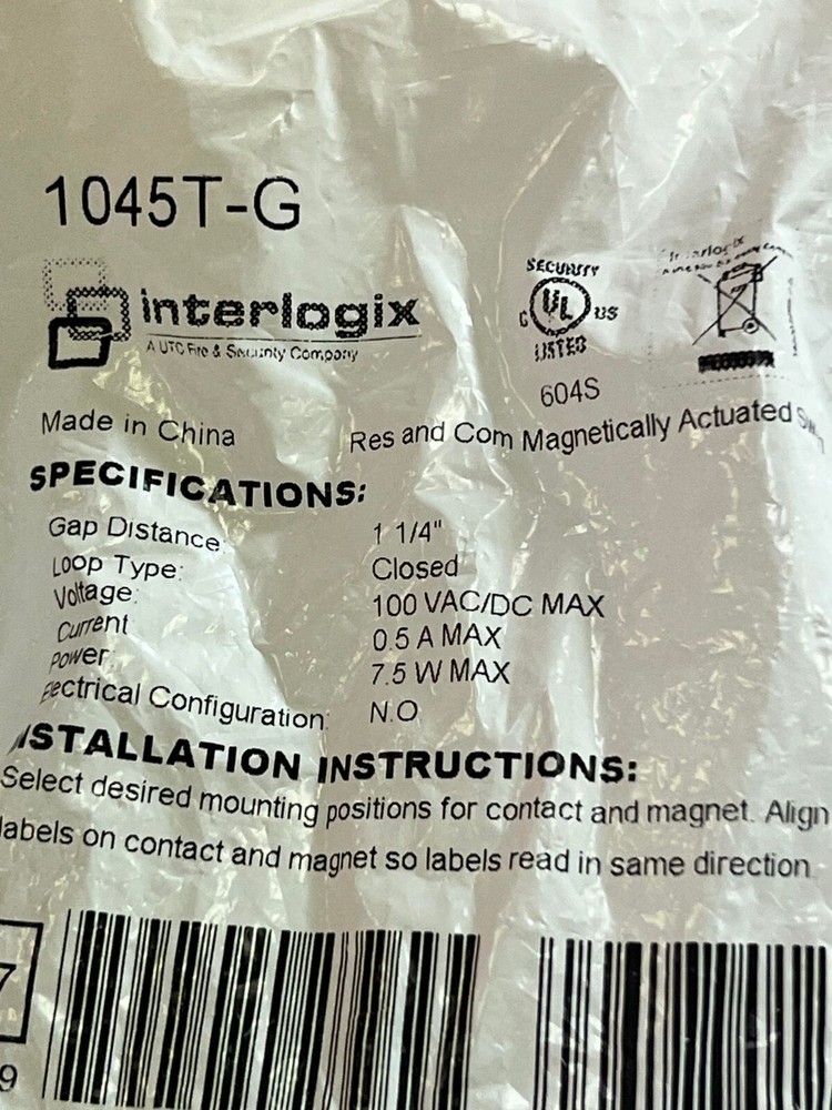 Interlogix 1045T-G Magnetically Actuated switch
