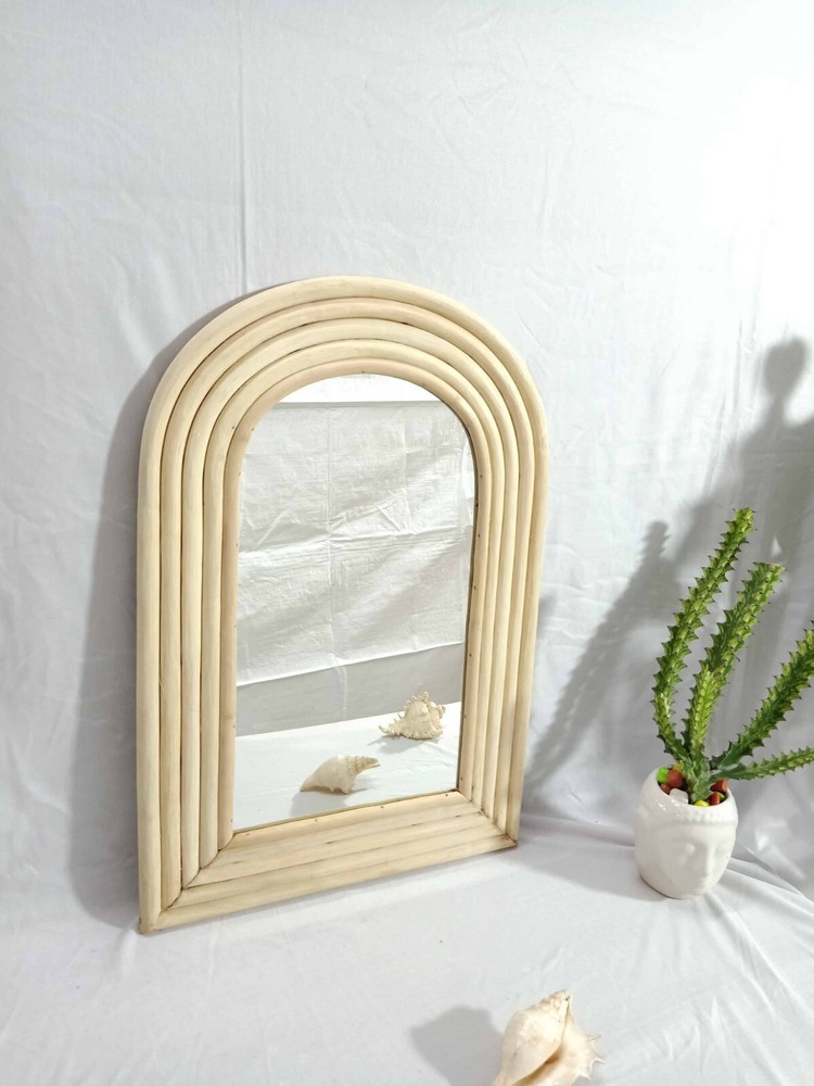 Handmade Rattan Mirror, Rattan Rectangle Mirror, Cane Mirror, Boho Mirror Mirror