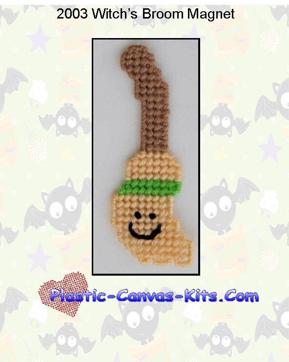 Halloween Witch Broom Magnet-Plastic Canvas Pattern or Kit