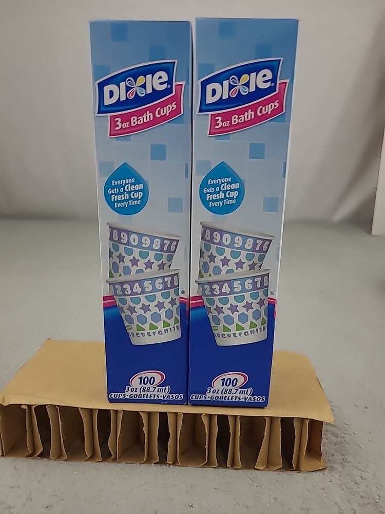 2x 3 Oz Dixie Cups Alphablocks Open Box 100 Cups Numbers Letters Sealed
