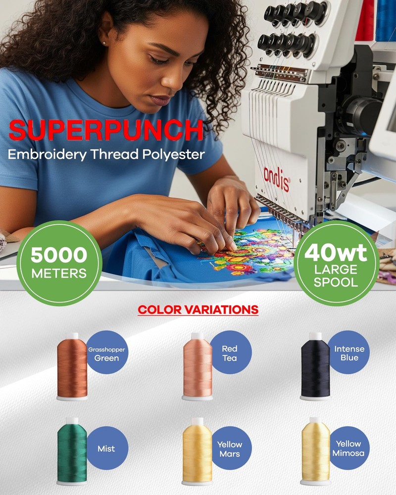 Super B Polyester Embroidery Thread, 40wt Large Spool 5000m, Embroidery Threa...