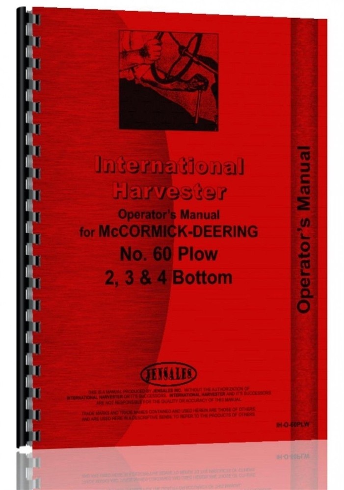 IH International 60 Plow Owners Operators Manual