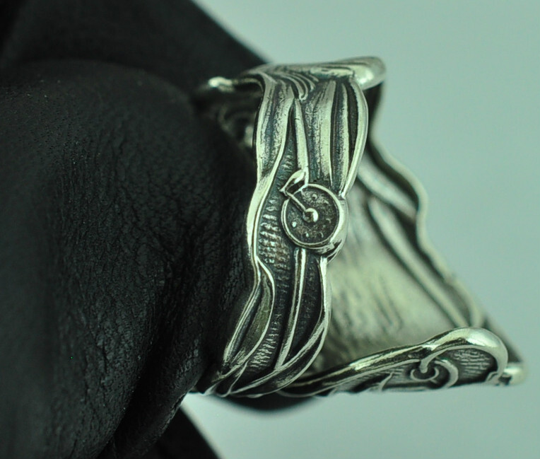 Solid 925 Sterling Silver Large Fish Adjustable Spoon Ring