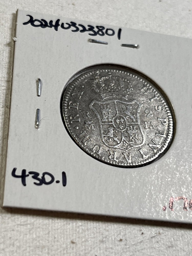 1801-FA Spain 2 Reales Silver Coin Cleaned