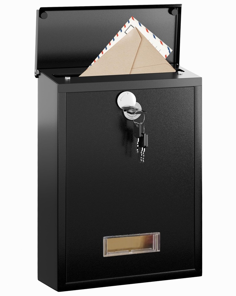 Locking Wall-Mount Mailbox for Outside with 4 Keys Galvanized Steel Rustproof...