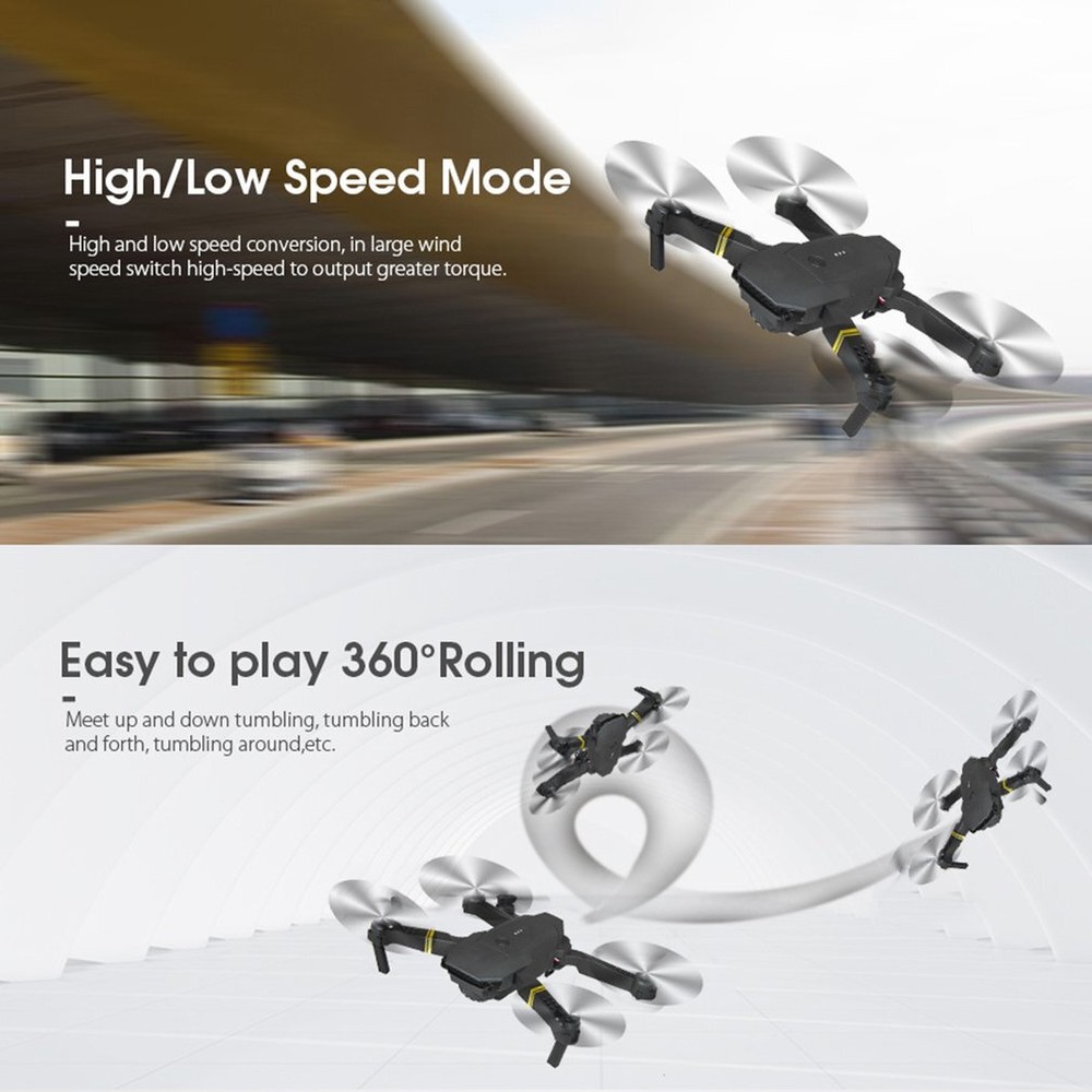 4K Drone HD Wide Angle Camera Drones WiFi Foldable E58 RC Quadcopter 2 batteries