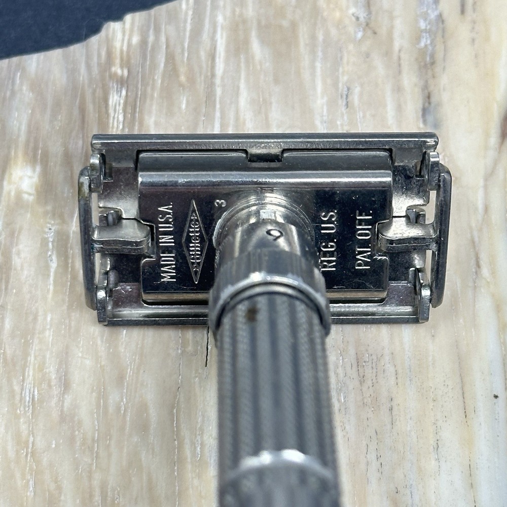 Vintage Gillette Gold Fat Boy Adjustable Razor E3