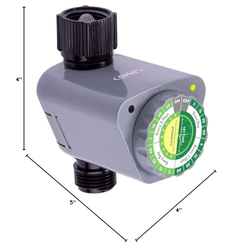 Gray Lawn Watering Timer with Daybreak Mode Oversized Dial Manual Option