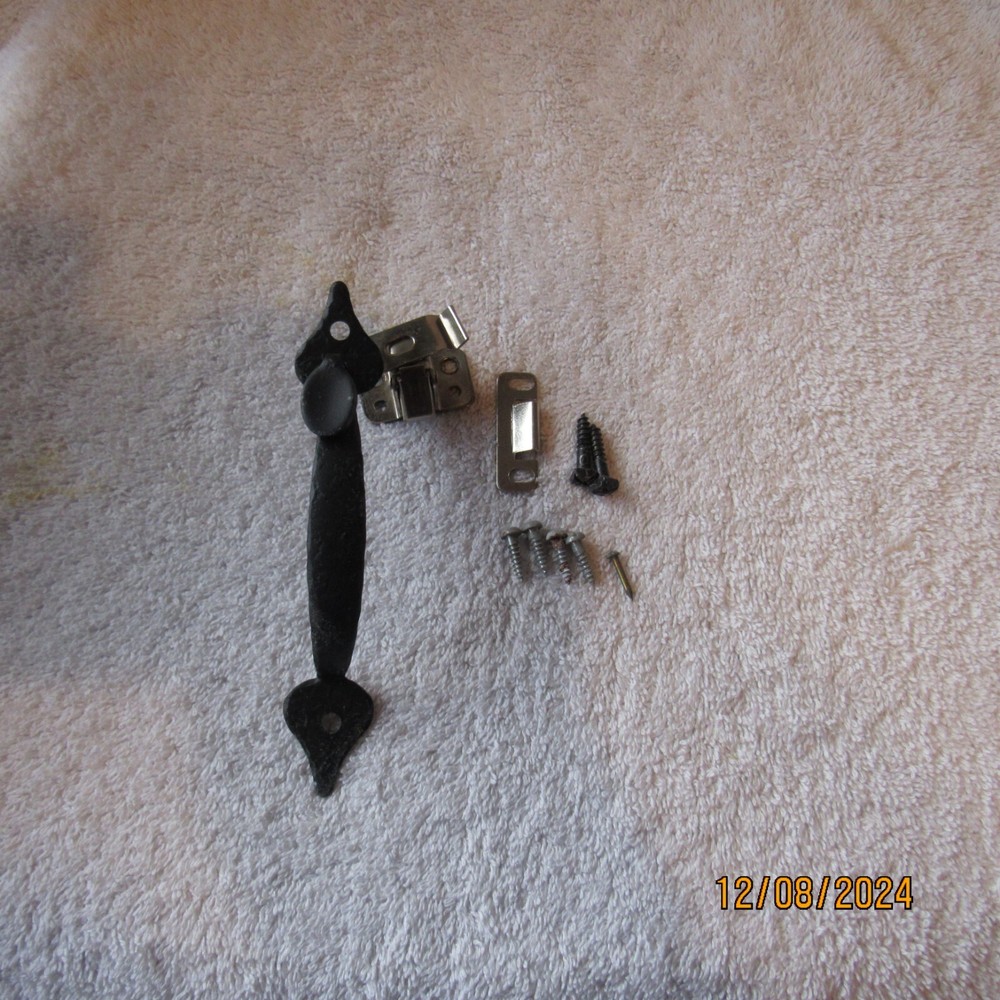 2PC Vintage Mckinney Forged Iron Push Button Latch Cabinet Hardware