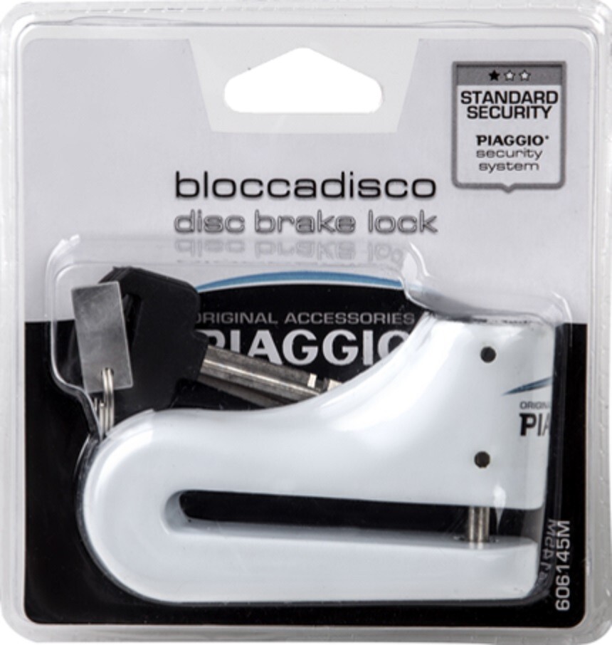 Piaggio Security Disc Lock White 5mm Pin Hardened Steel New 606145M