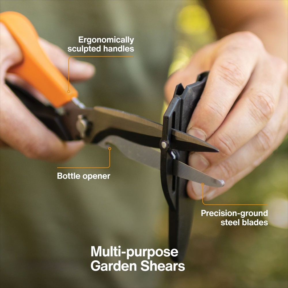 Multipurpose Straight Blade Garden Shears, Black and Orange