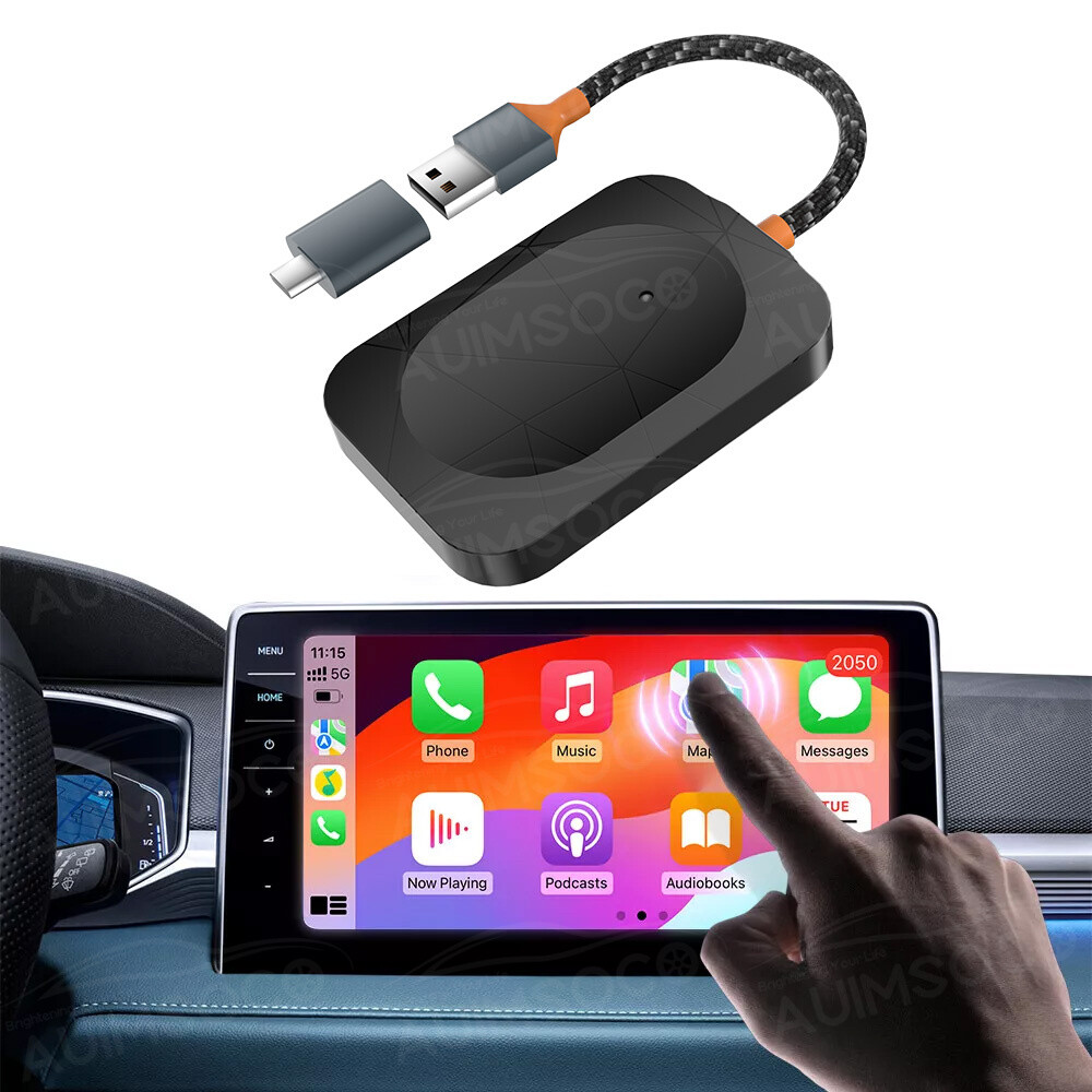 2in1 Wireless CarPlay Adapter Android Auto Car Auto Navigation Player USB Dongle