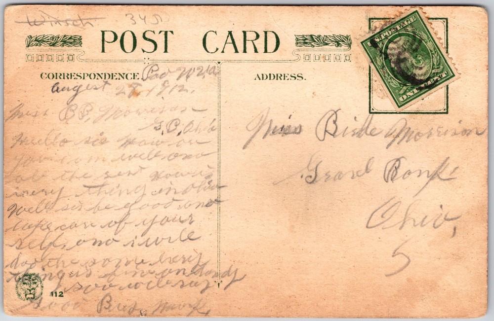 Woman Beautiful Face Side View Antique Frame Postcard