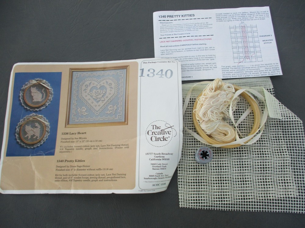 Creative Circle kit 1340 Pretty Kitties Needlecraft Kit Missing Pieces