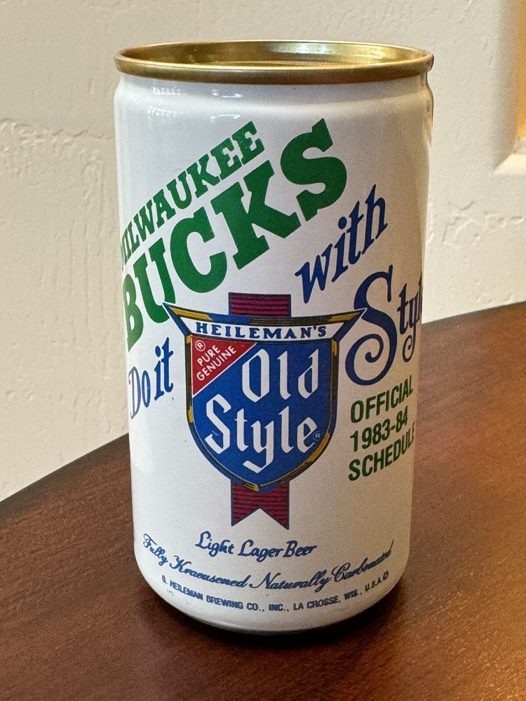 Old Style Light Lager - Milwaukee Bucks 1983-84 schedule - Empty Beer Can