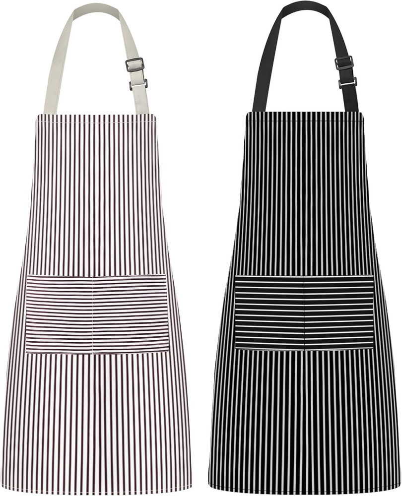 Adjustable Bib Apron with 2 Pockets Cooking Kitchen Aprons for Women Men Chef