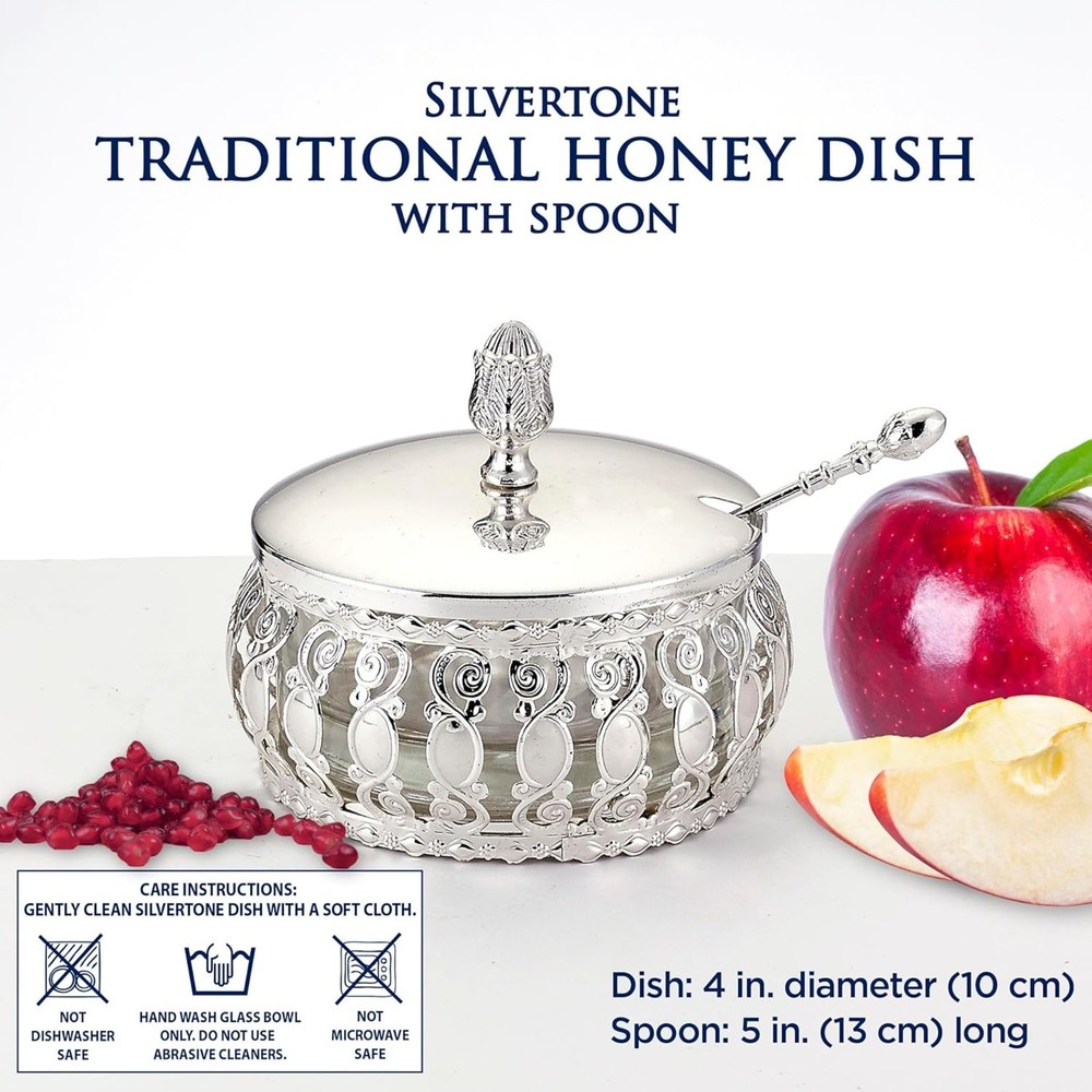Silvertone Metal Traditional Honey Dish