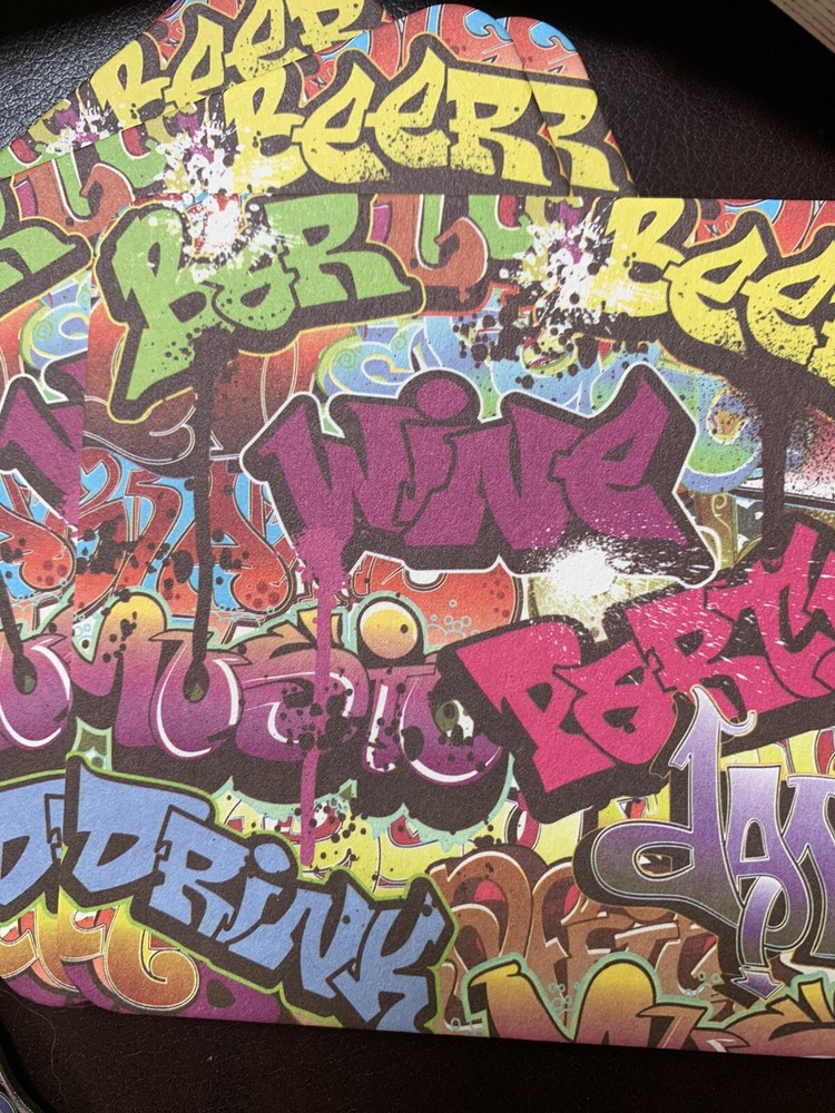 70 graffiti party coasters and matching bottle opener