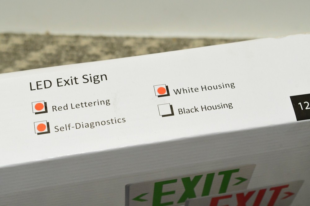 LTA QLXN500RN-RID PLASTIC EXIT Sign UNIT LED W/AD RED Lettering WHITE Housing