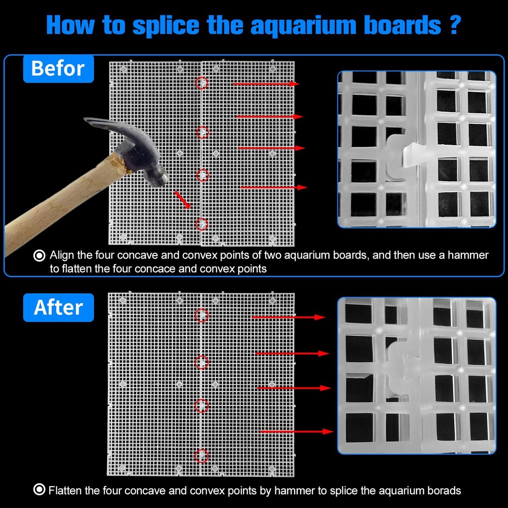 Adjustable Aquarium Fish Tank Divider Filter Bottom DIY Plastic Grid Fish Tan...