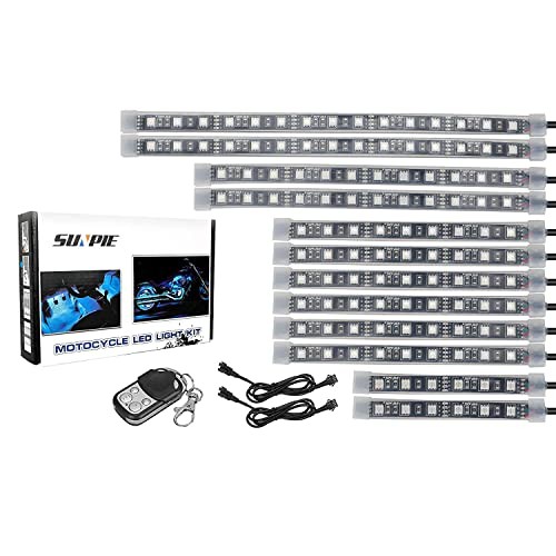 12Pcs Motorcycle Light Kit Strips Multi-Color Accent Glow Neon Ground Effect