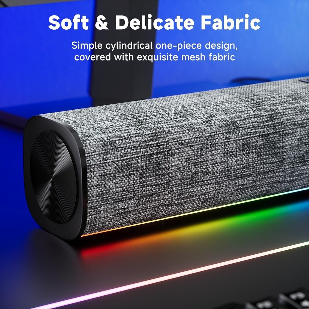 SOULION R100 Bluetooth Computer Speakers with Dynamic LED Light, USB Plug & Play