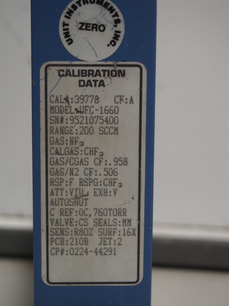 Unit Instruments UFC-1660 Mass Flow Controller 200 SCCM NF3