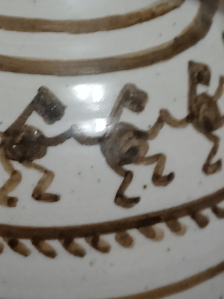 Handpainted Earthenware pottery Water Pitcher Signed. 7.5" Kokopelli. A-8