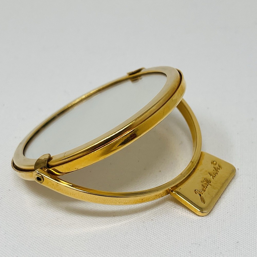 Judith Leiber Gold Compact Mirror Double Sided Makeup Purse Mirror