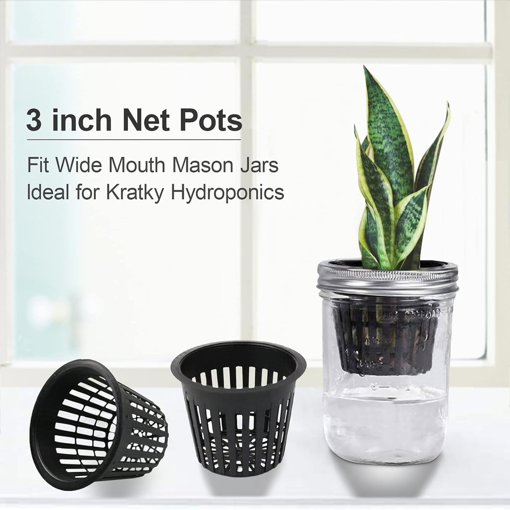 3 Inch Net Pots for Hydroponics - 30 Pack Heavy Duty Slotted Mesh Cups