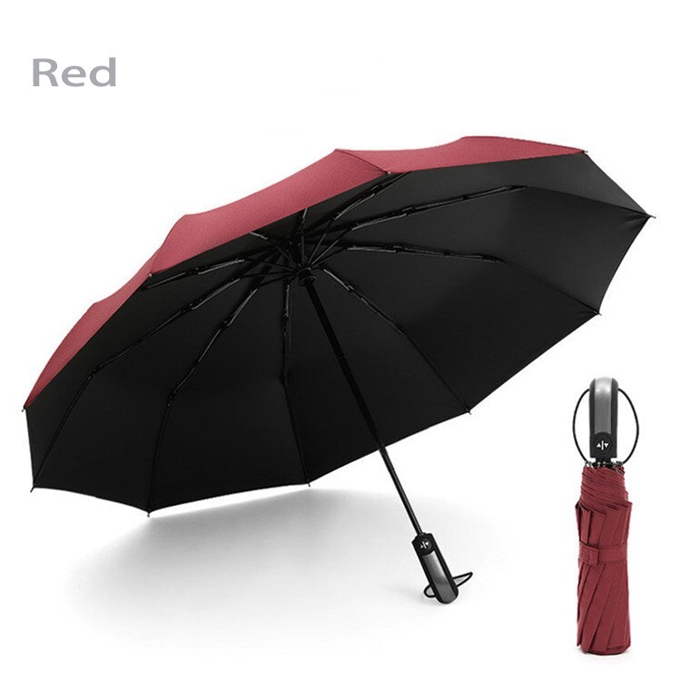 Automatic Black Umbrella Anti-UV Sun/Rain Windproof 3 Folding Compact Umbrella