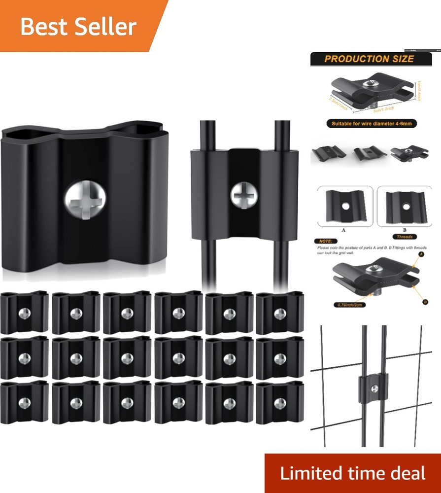 18 Pack Black Metal Gridwall Joining Clips - Easy Install Panel Connectors