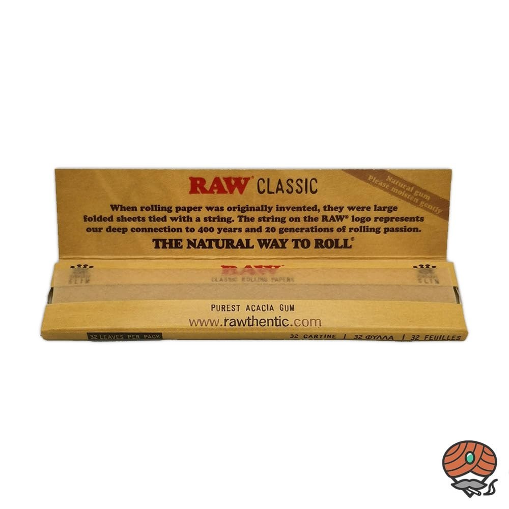 AUTHENTIC Raw Classic KINGSIZE SLIM Unrefined Rolling Papers | 10 packs