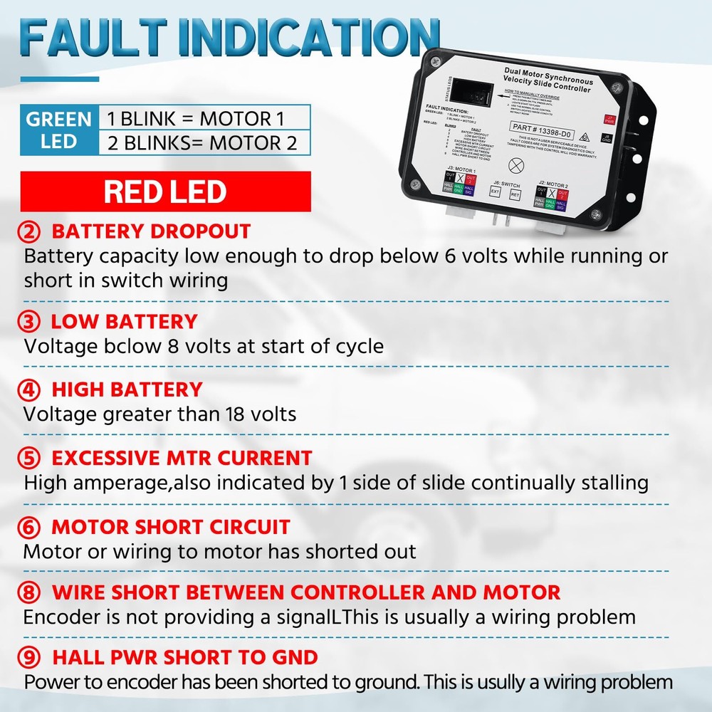 Dual Motor Velocity Slide Controller For Lippert 13398-D0 13398-c2 V-Sync II